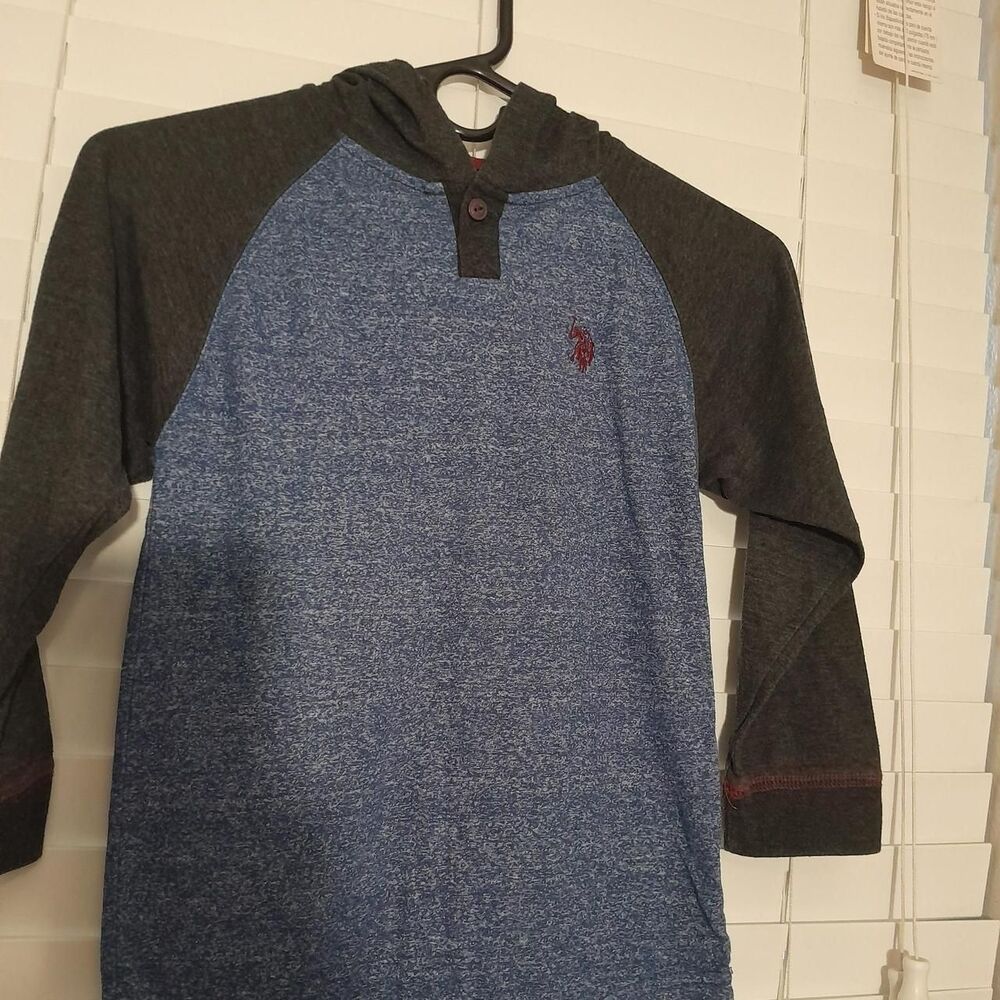 Us-polo-assn Men's Blue and Navy Hoodie